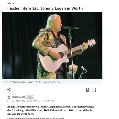 Irish passion: Johnny Logan in Wörth